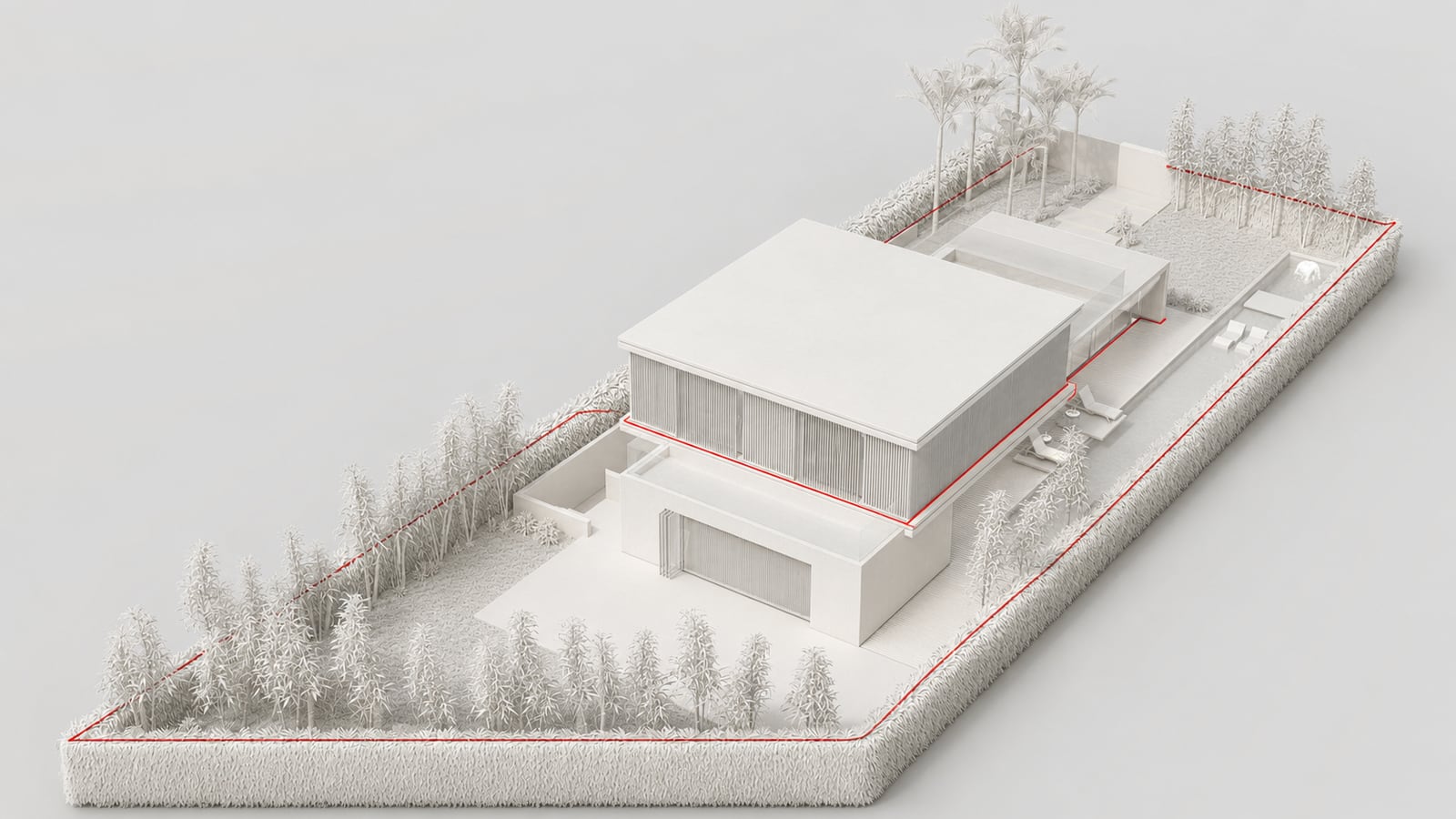 Volumétrie axonométrique d’un projet de villa dans la Palmeraie